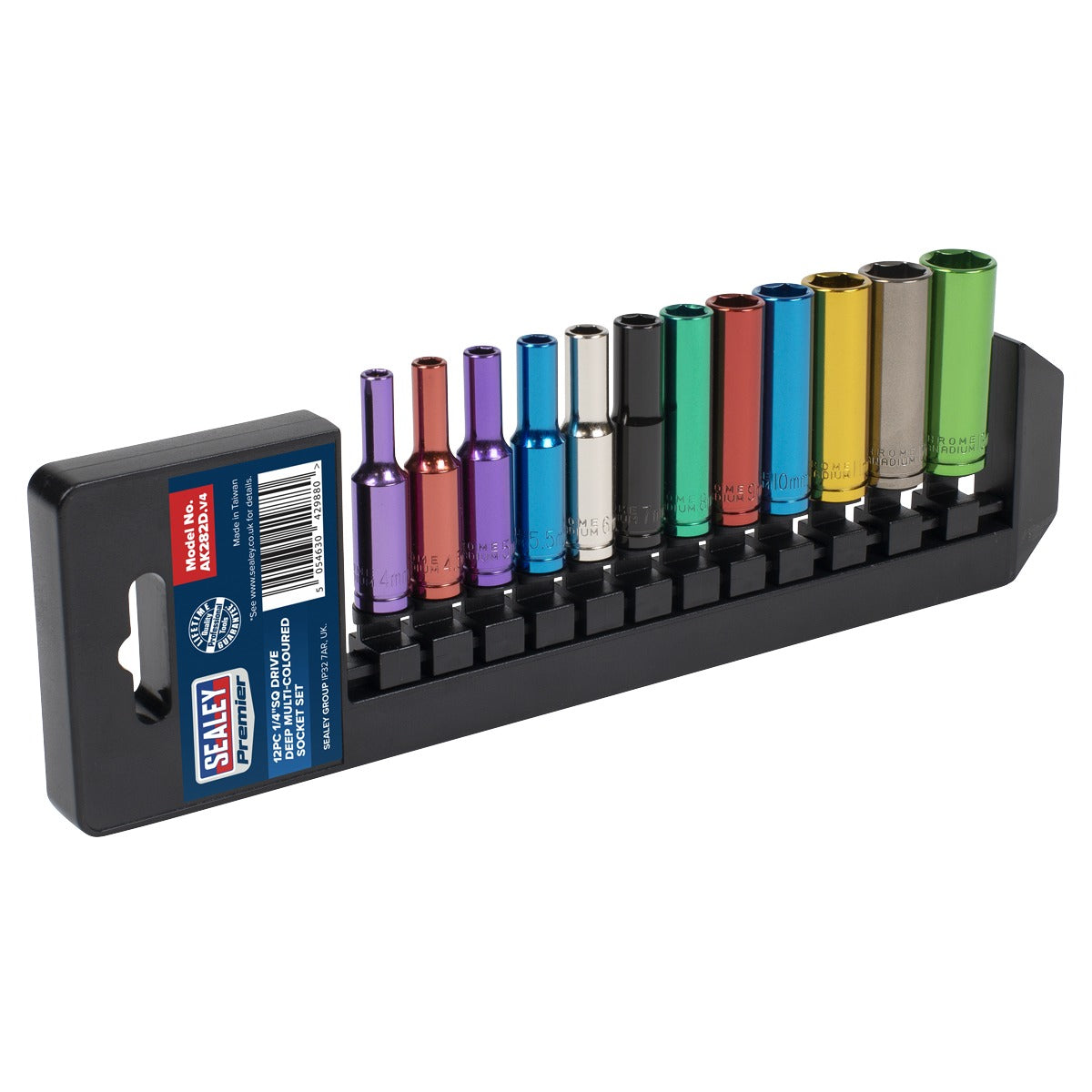Premier Deep Multi-Coloured Socket Set 1/4"Sq Drive 12pc AK282D