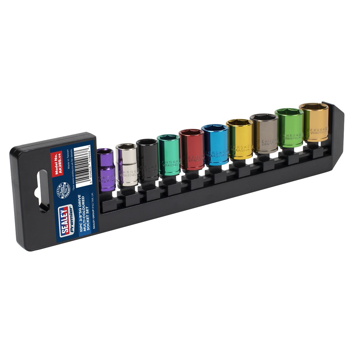 Premier Multi-Coloured Socket Set 3/8"Sq Drive 10pc AK285