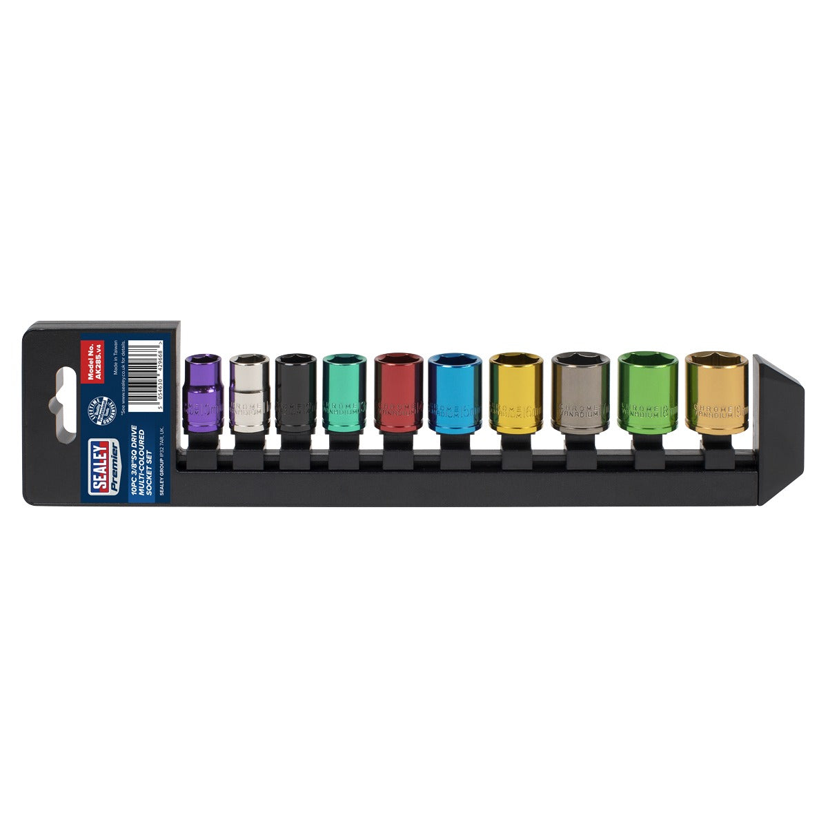 Premier Multi-Coloured Socket Set 3/8"Sq Drive 10pc AK285