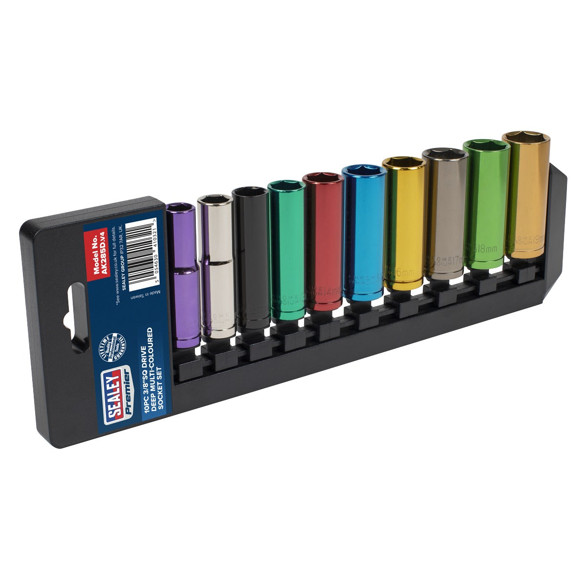 Premier Deep Multi-Coloured Socket Set 3/8"Sq Drive 10pc AK285D