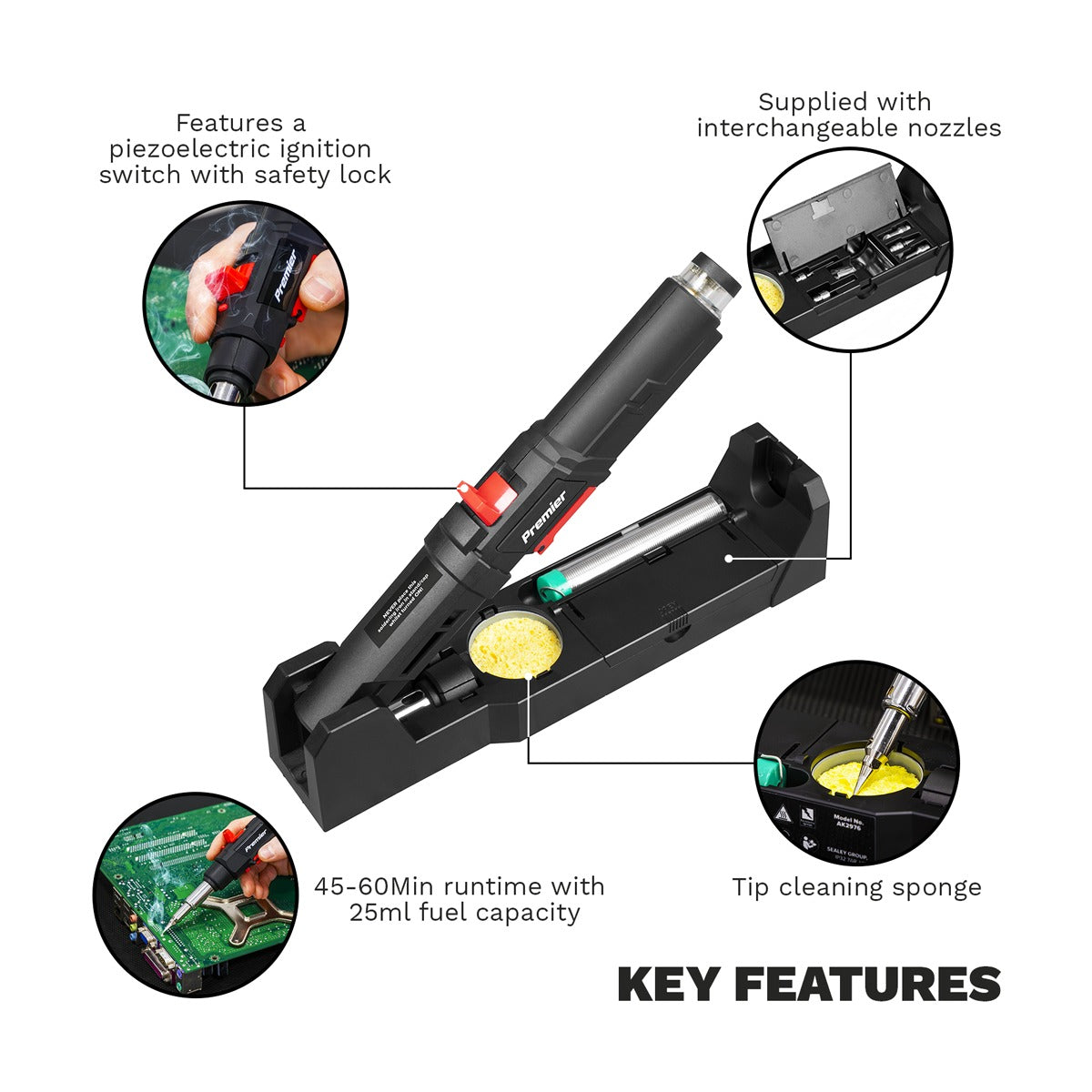 Premier Butane Soldering Iron Kit 3-in-1 Quick Release AK2976