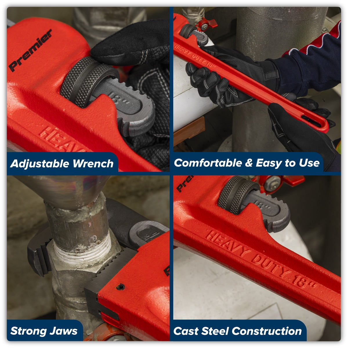 Premier Cast Steel Pipe Wrench European Pattern 450mm AK5105