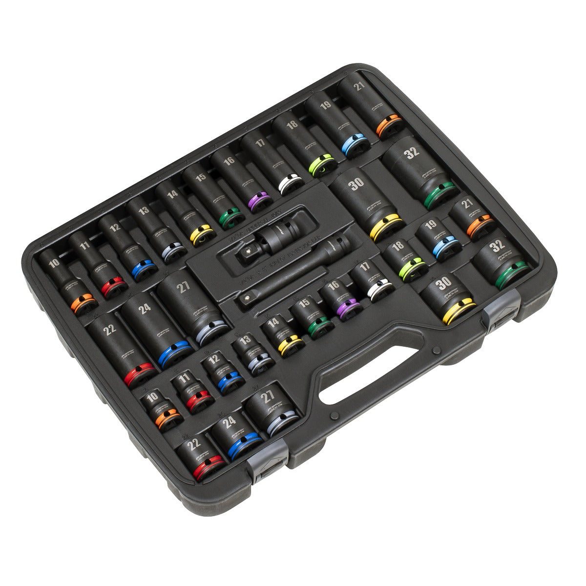 Premier Lock-On Standard & Deep Impact Socket Set 34pc 1/2"Sq Drive 6pt Metric AK5636M