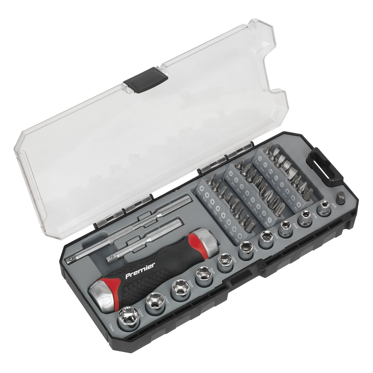 Premier Fine Tooth Ratchet Screwdriver Socket & Bit Set 38pc AK64905