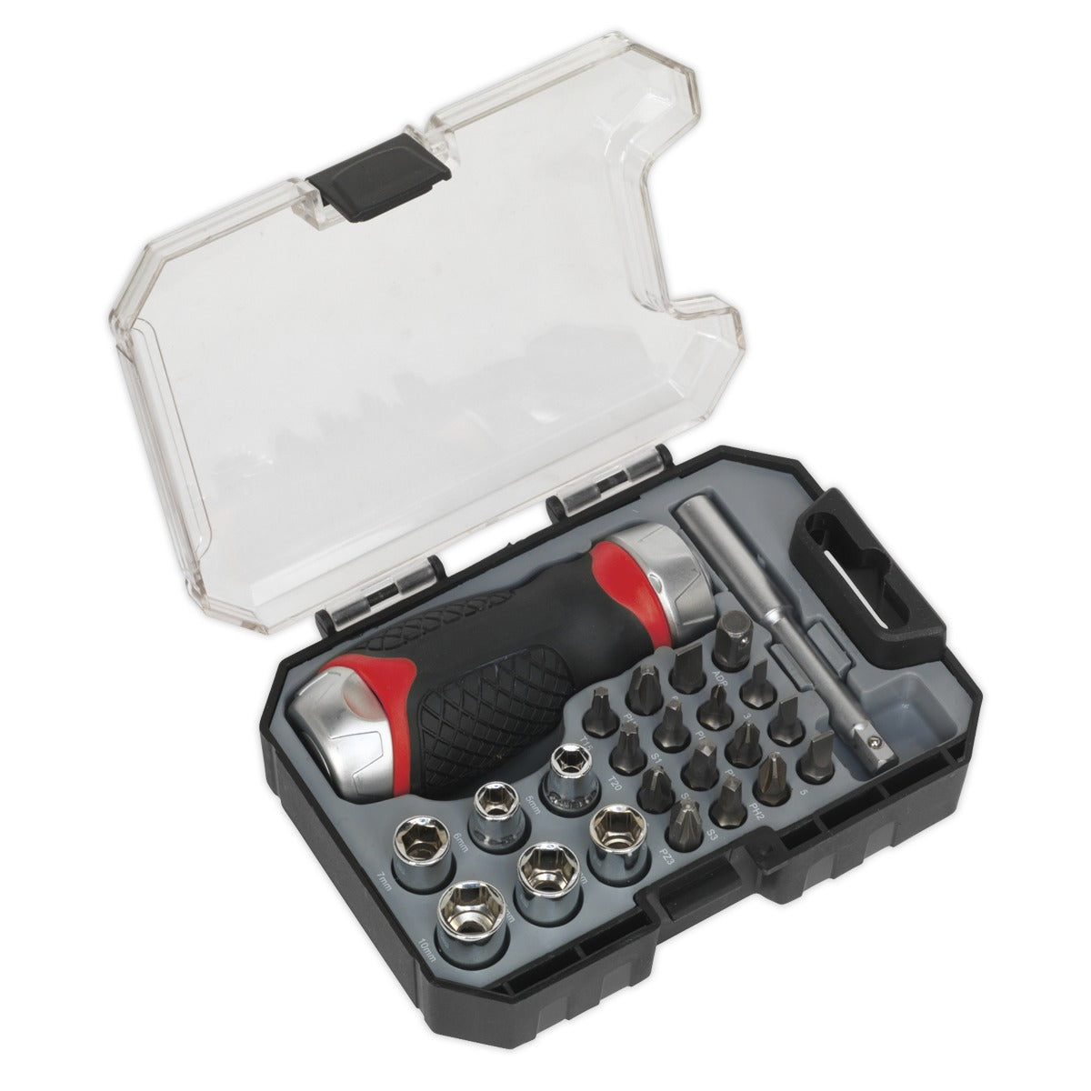 Premier Fine Tooth Stubby Ratchet Screwdriver Socket & Bit Set 24pc AK64906