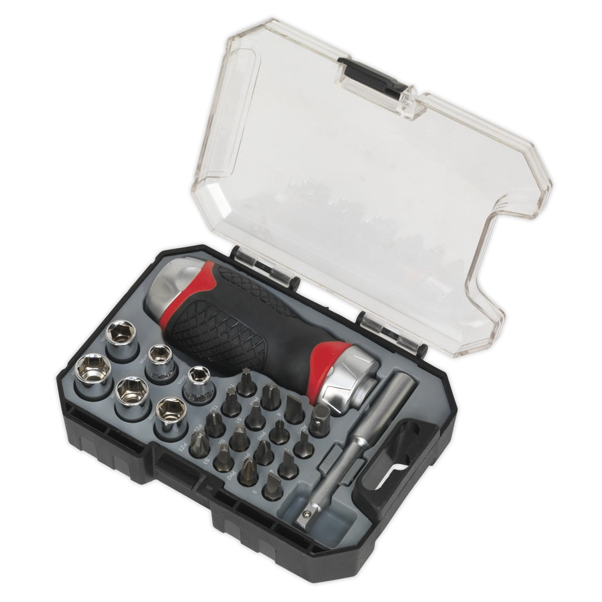 Premier Fine Tooth Stubby Ratchet Screwdriver Socket & Bit Set 24pc AK64906