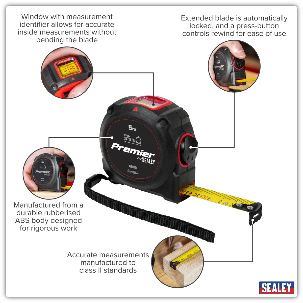 Premier Window Tape Measure 5m x 19mm AK9852