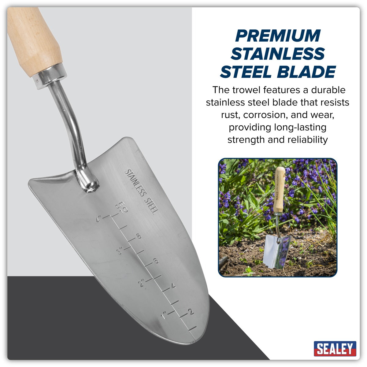 Premier Hand Trowel Hand Trowel with Ash Handle & Stainless Steel Blade GTWH003