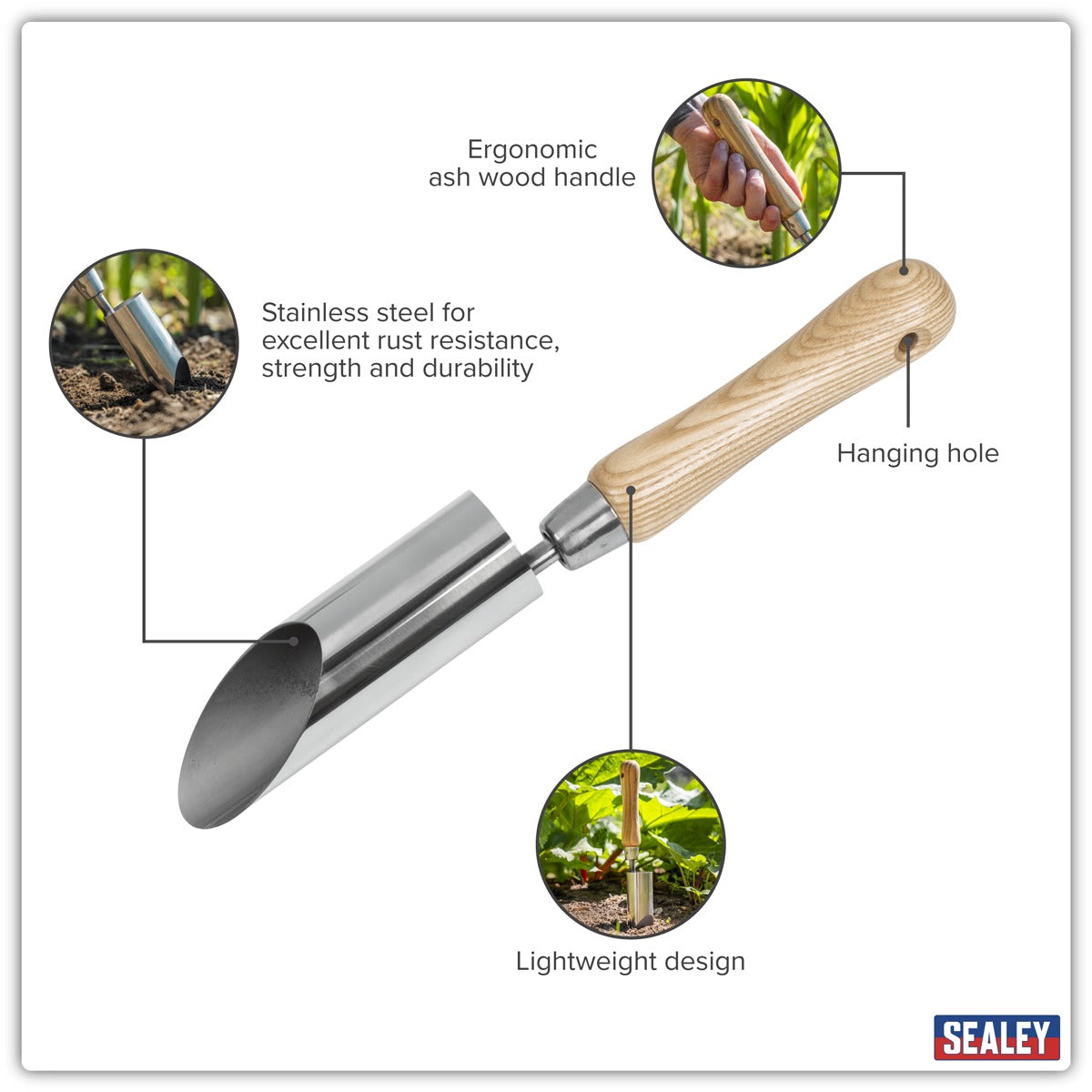 Premier Planter with Ash Handle & Stainless Steel Head GTWH008