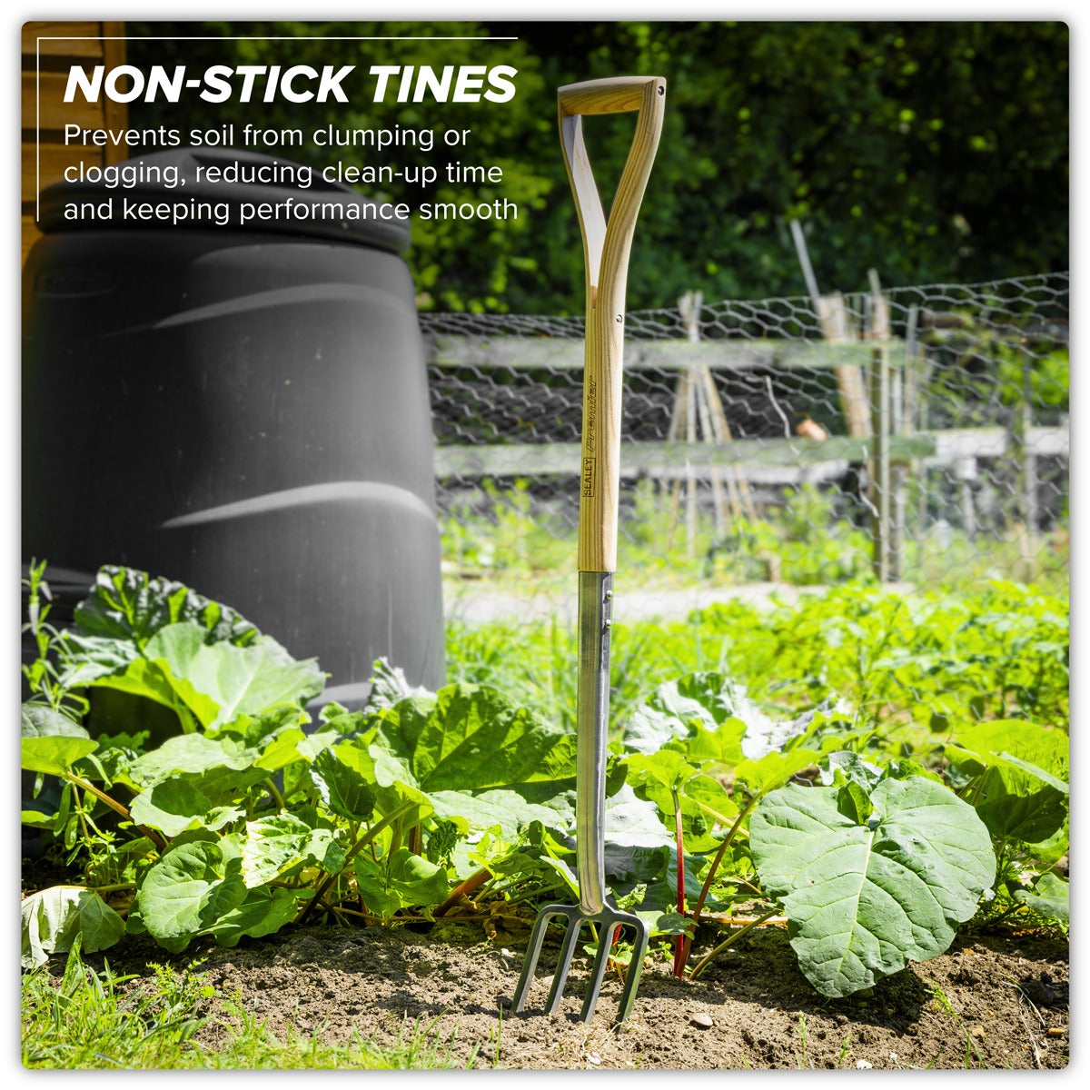 Premier Digging Fork with Ash Handle & Stainless Steel Tines GTWH016