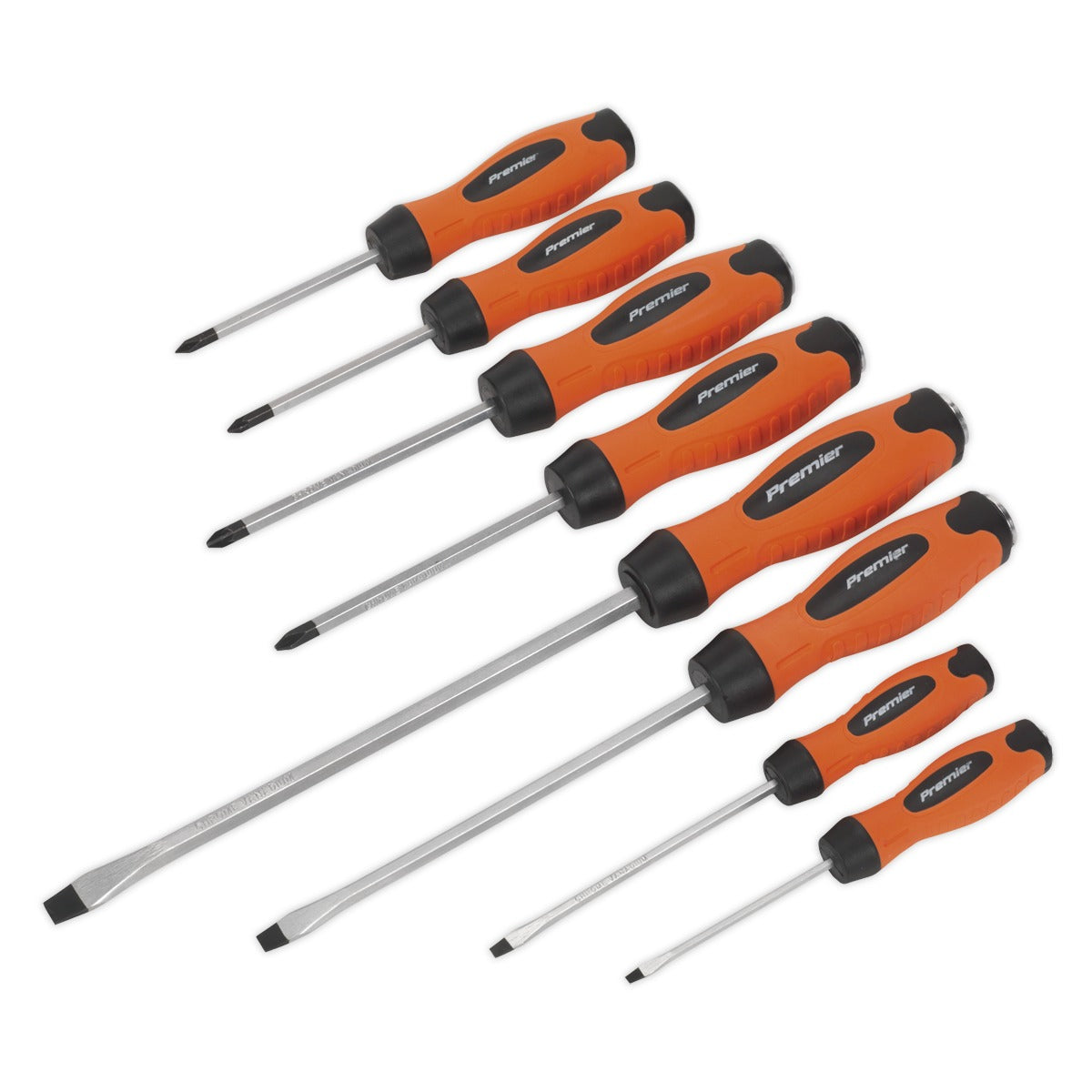 Premier Hammer-Thru Screwdriver Set 8pc - Hi-Vis Orange HV004