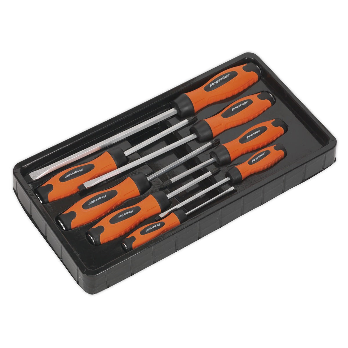 Premier Hammer-Thru Screwdriver Set 8pc - Hi-Vis Orange HV004