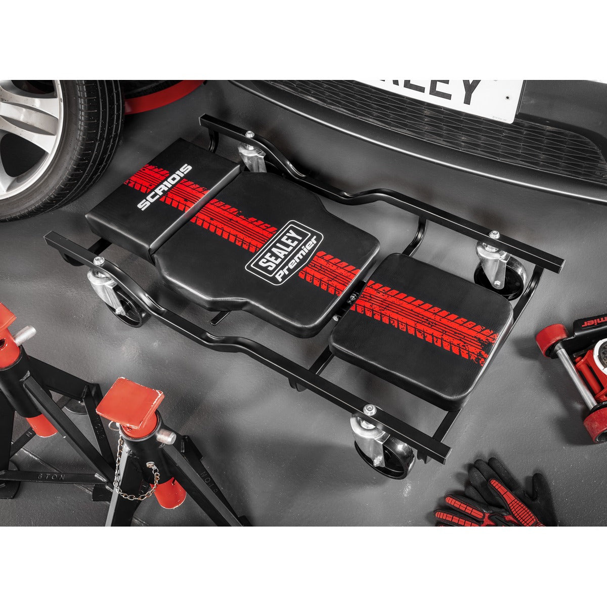 Premier Steel Creeper with 4 Rough Ground 5" Wheels & Adjustable Back/Headrest SCR101S