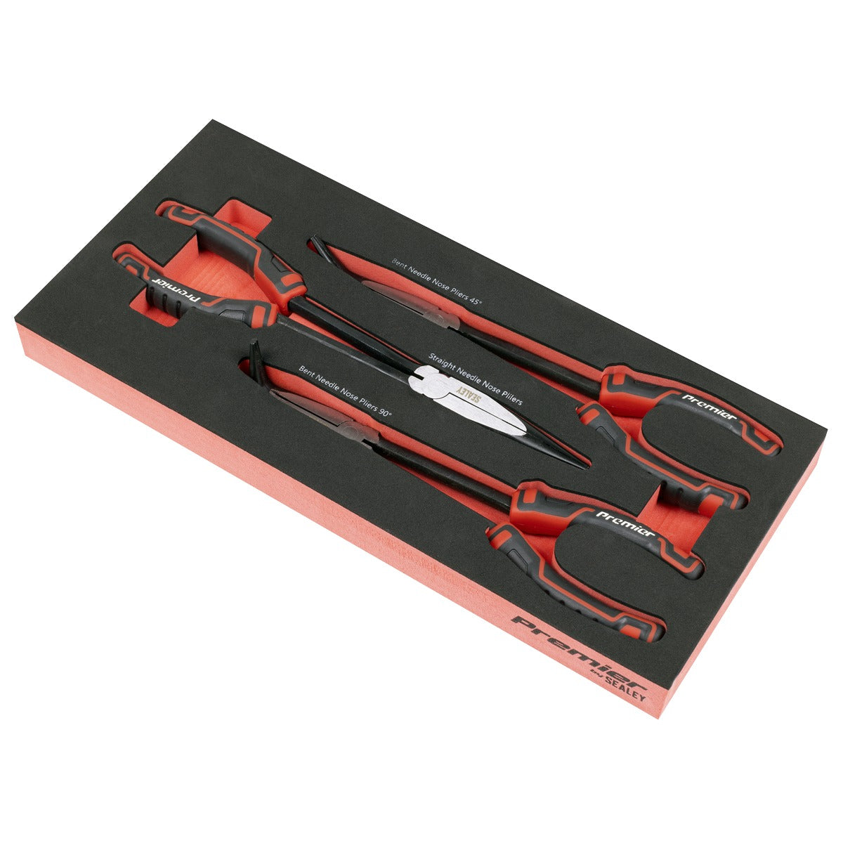 Premier Long Needle Nose Pliers Set with Tool Tray 3pc TBT58