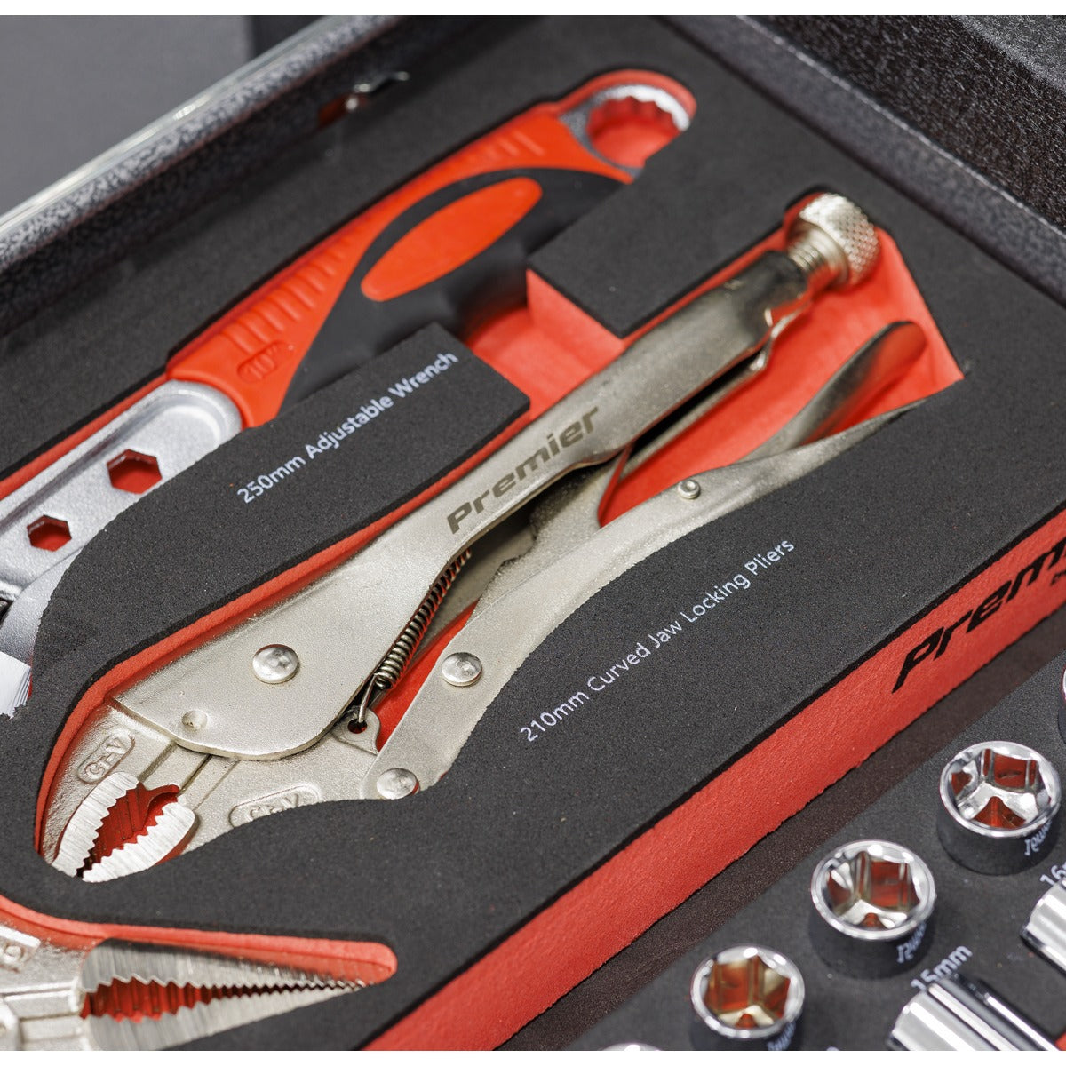 Premier Locking Pliers & Adjustable Wrench Set with Tool Tray 4pc TBT59