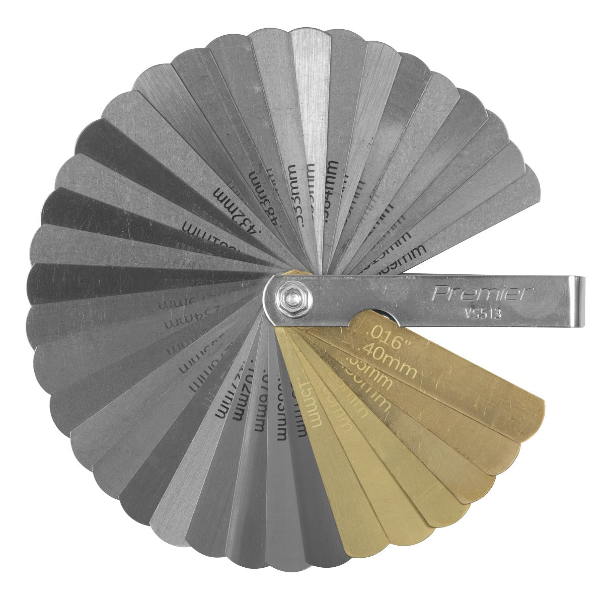 Premier Combination Steel/Brass Dual Marked Feeler Gauge 36 Blade VS513