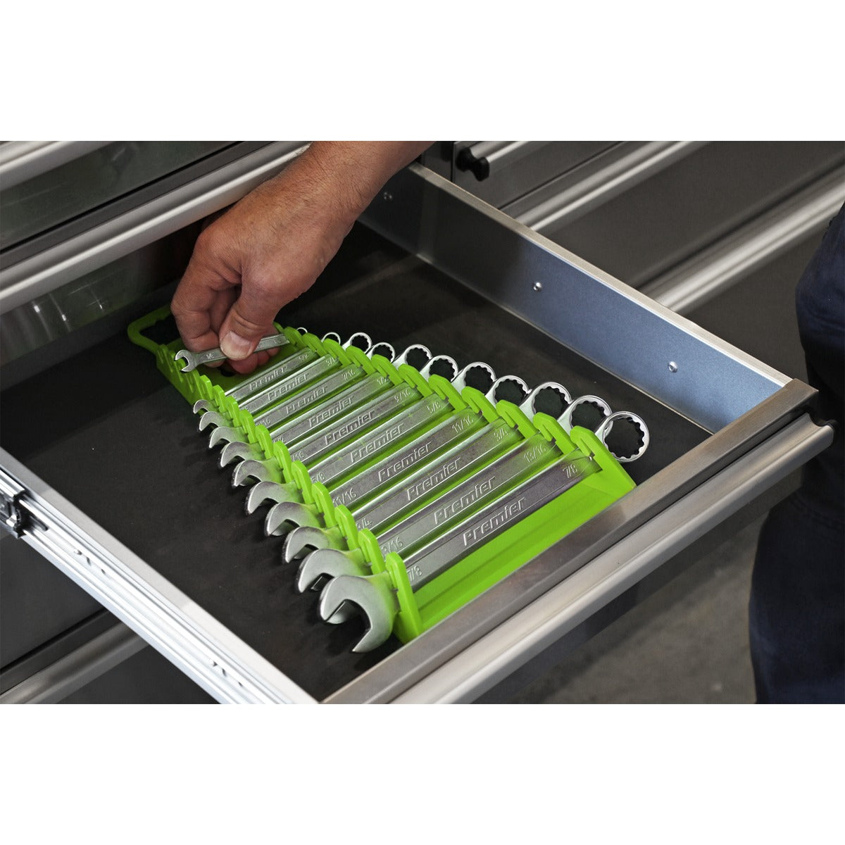 Premier Reverse Spanner Rack Capacity 15 Spanners - Hi-Vis Green WR09HV