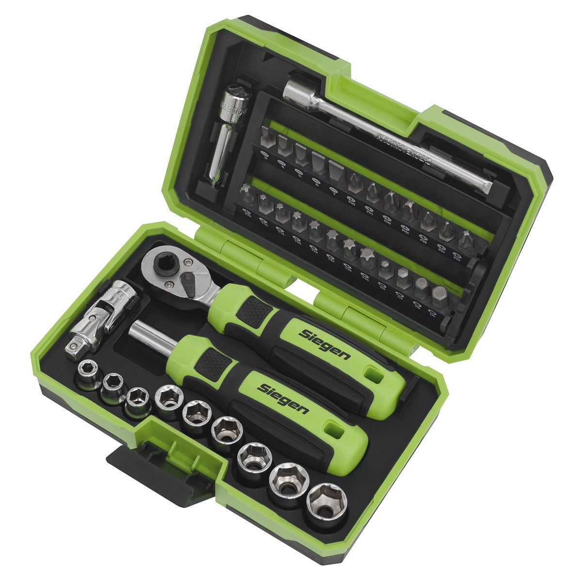 Siegen Socket & Bit Set 1/4"Sq Drive 38pc S01255