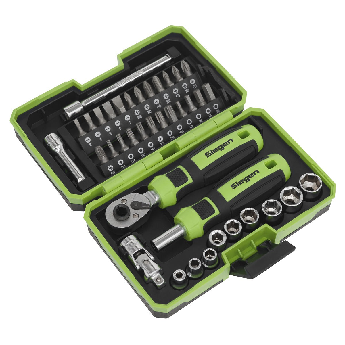 Siegen Socket & Bit Set 1/4"Sq Drive 38pc S01255