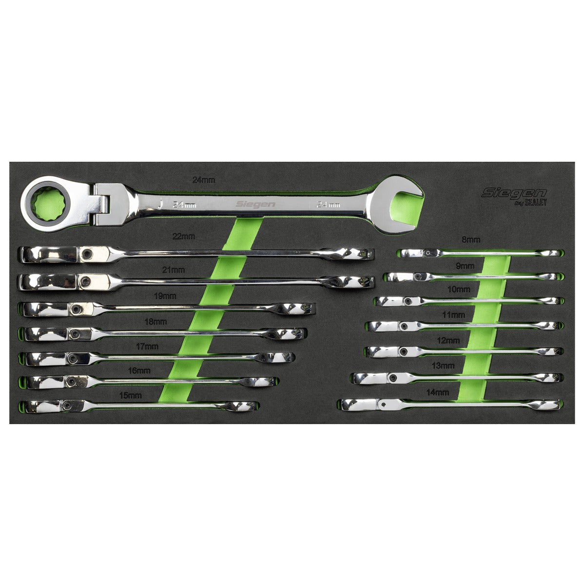 Siegen Flexi-Head Combination Ratchet Spanner Set 15pc S01329