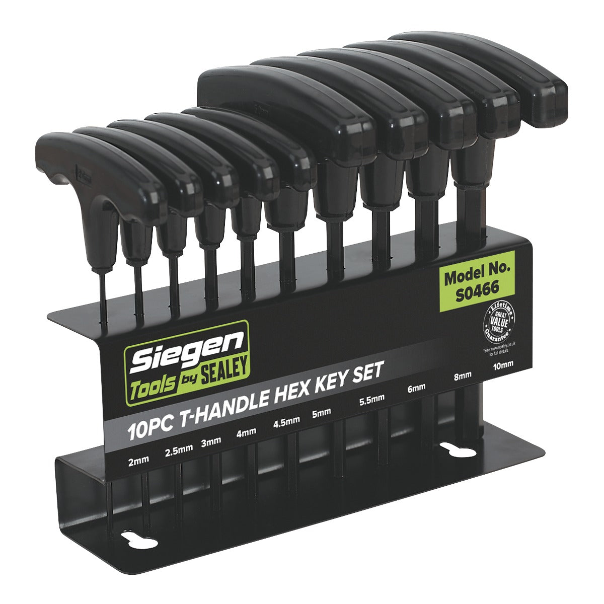 Siegen T-Handle Hex Key Set 10pc S0466