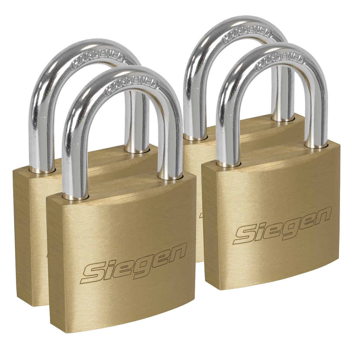 Siegen Brass Body Padlock with Brass Cylinder Keyed Alike - Pack of 4 S0992