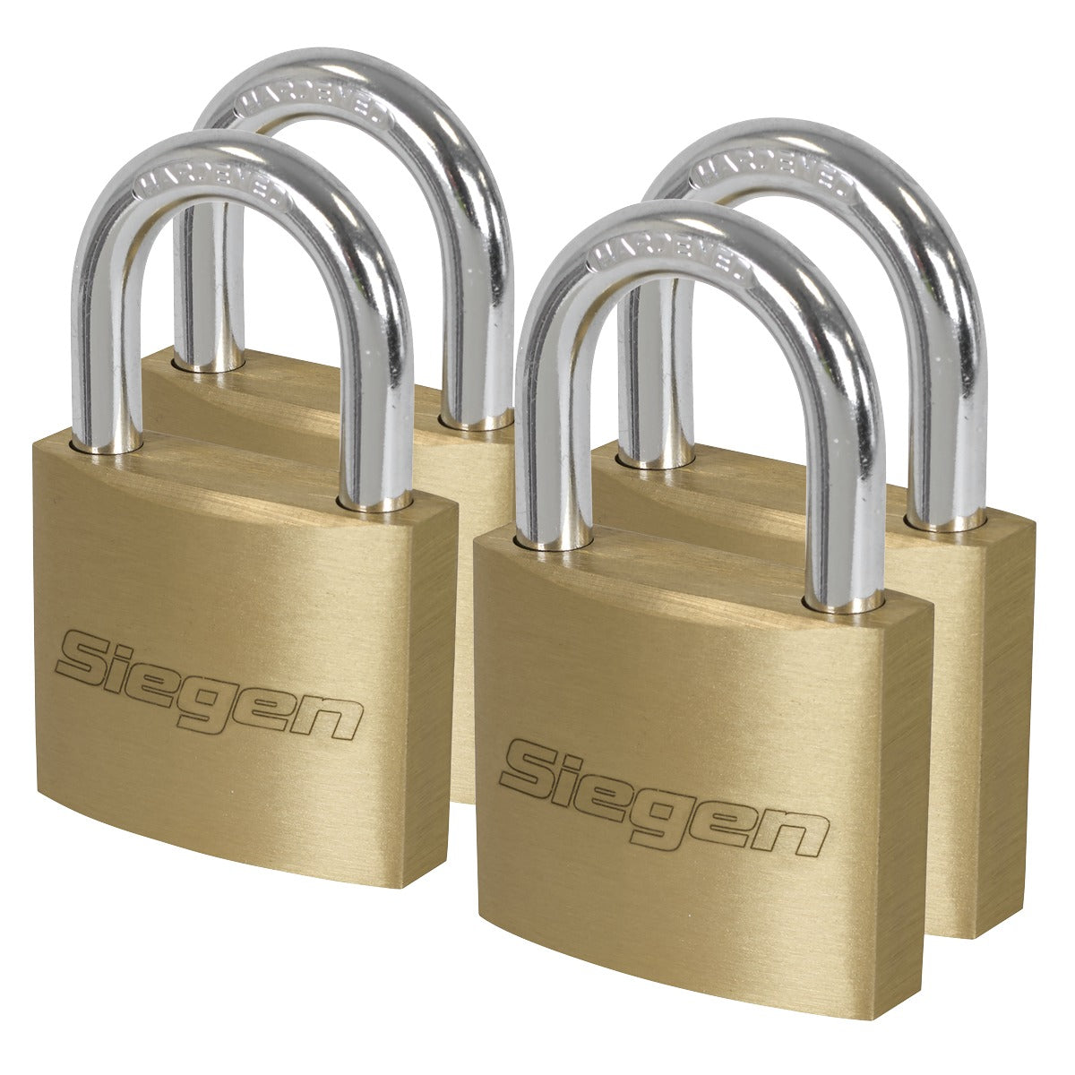 Siegen Brass Body Padlock with Brass Cylinder Keyed Alike - Pack of 4 S0992