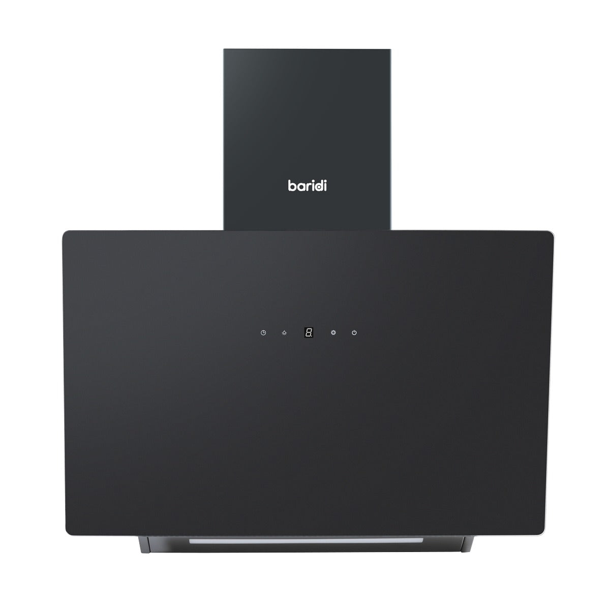 Baridi Angled Chimney Cooker Hood with Touch Controls & Carbon Filters 60cm - Black Glass DH105
