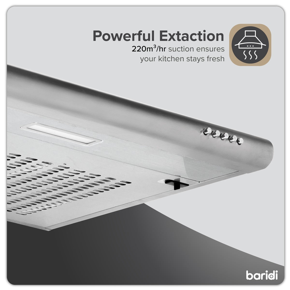 Baridi Visor Cooker Hood Extractor Fan 60cm - Stainless Steel DH108