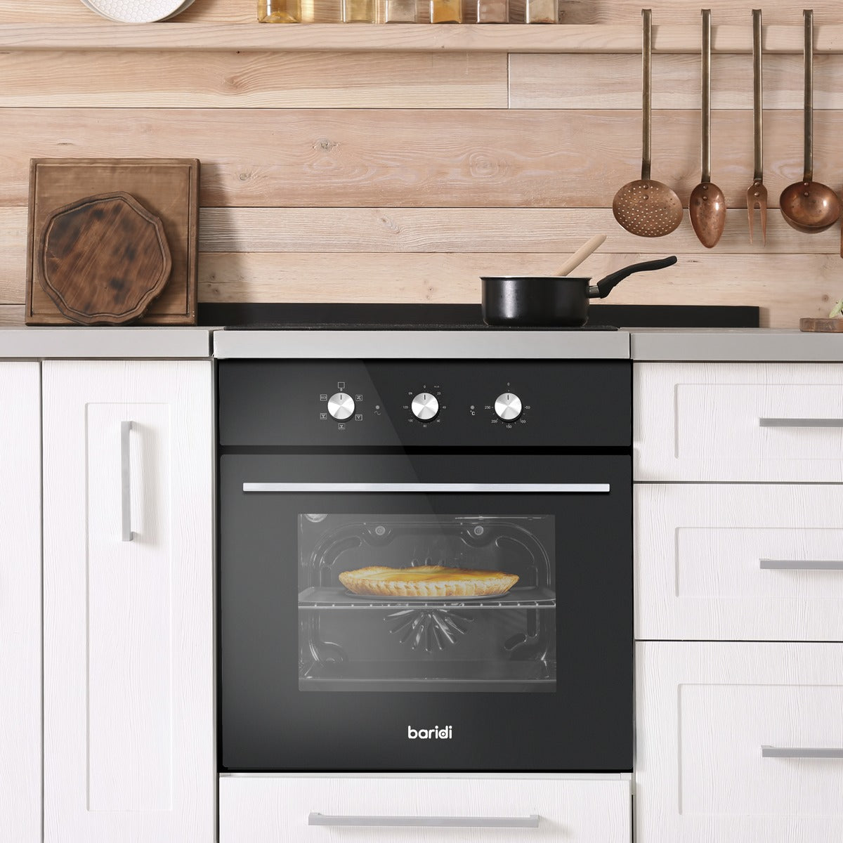Baridi Built-In 5-Function Fan Assisted Oven with Timer 60cm, 55L Capacity - Black DH110