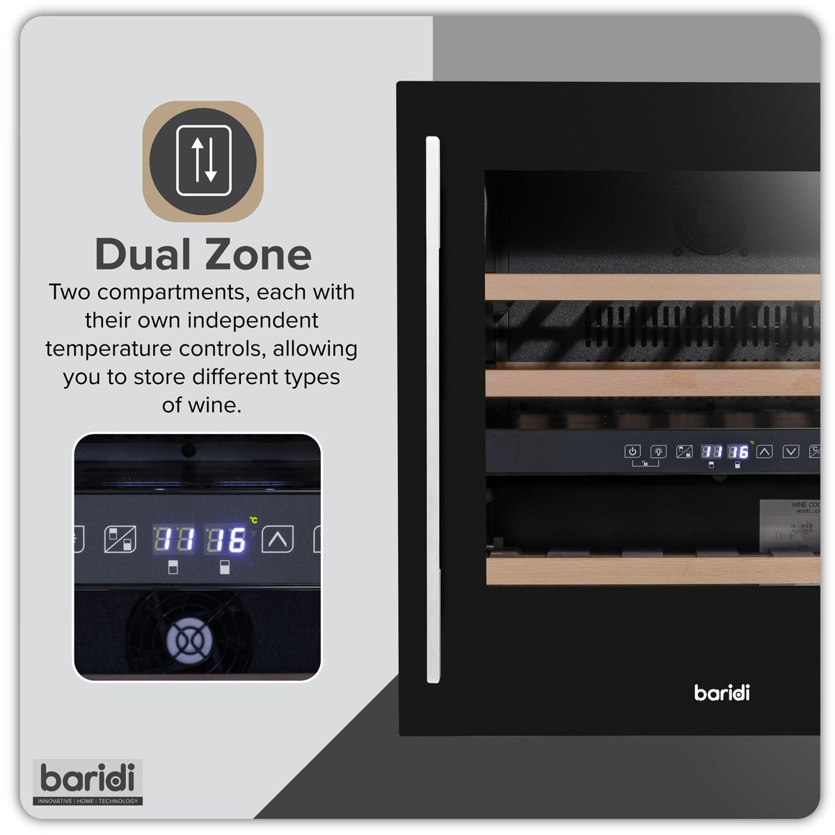 Baridi 36 Bottle Wine Fridge & Cooler 60cm DH117