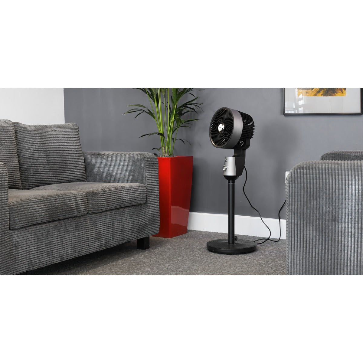 Baridi 10" Pedestal Fan with Manual Control 230V - Grey DH142