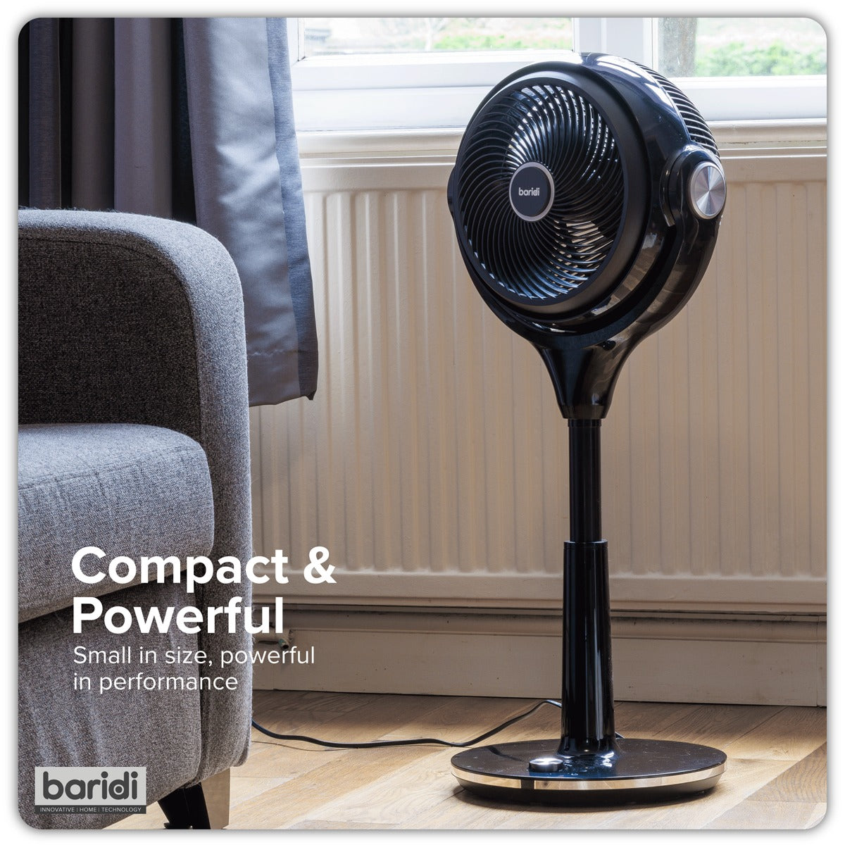 Baridi 10" Pedestal Fan with Remote Control & 12hr Timer 230V - Black DH143