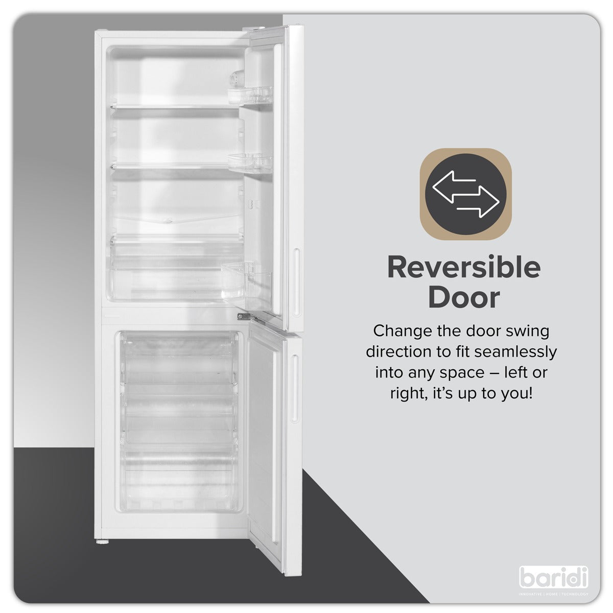 Baridi 70/30 Low Frost Fridge Freezer 157L Capacity - White DH252