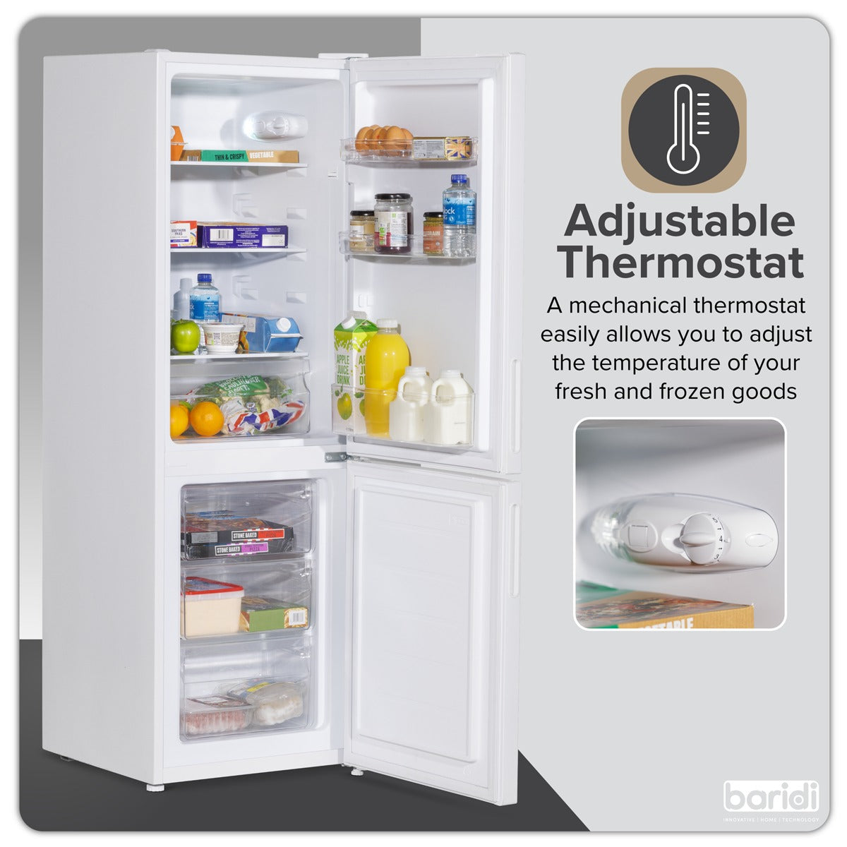 Baridi 70/30 Low Frost Fridge Freezer 157L Capacity - White DH252