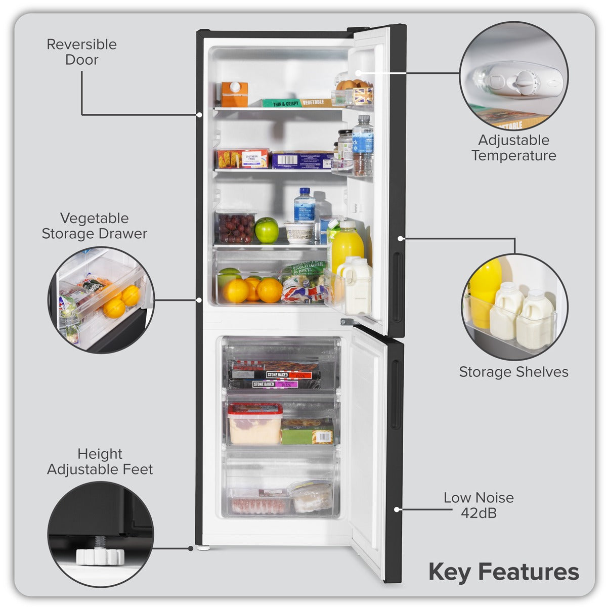 Baridi 47cm 70/30 Fridge Freezer, 157L Capacity Low Frost DH253