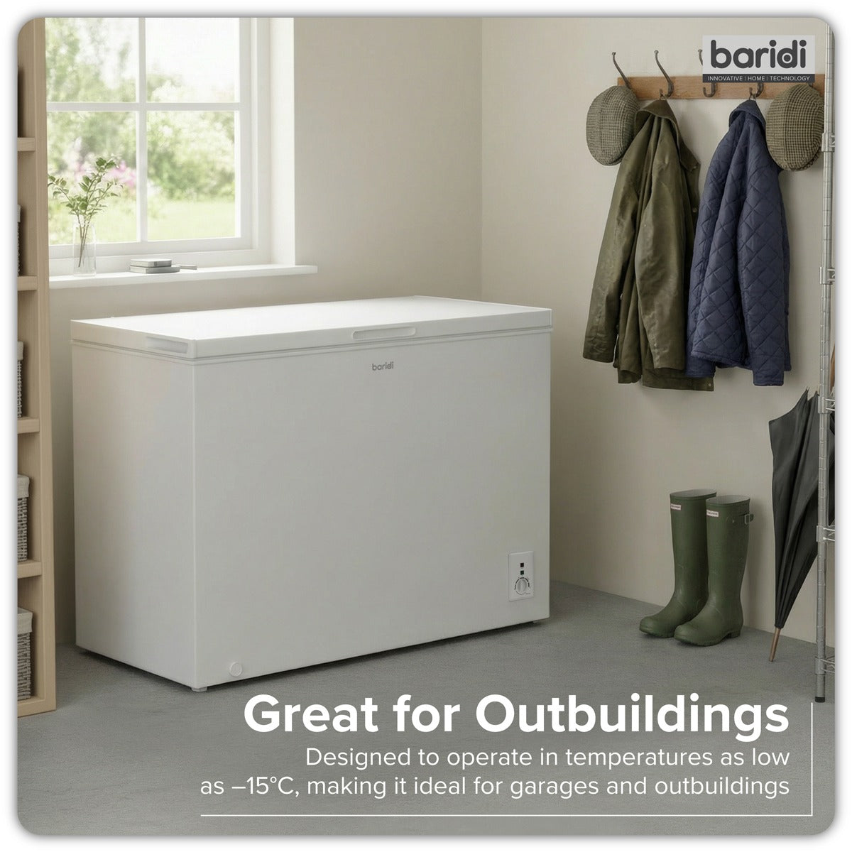 Baridi Freestanding Chest Freezer 254L Capacity - White DH258