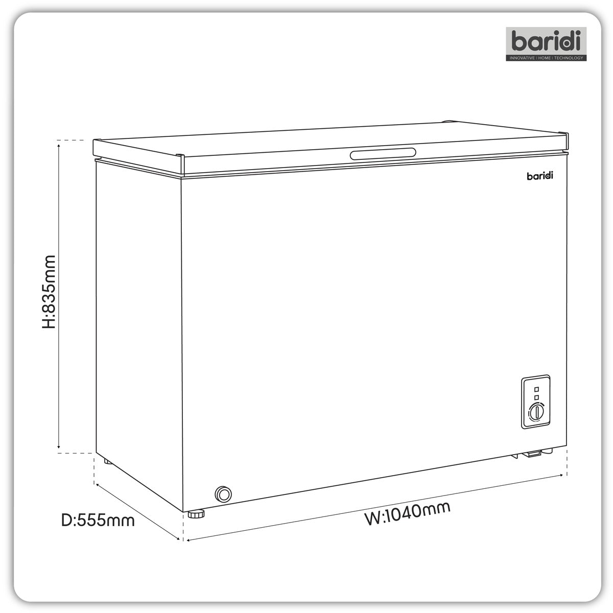 Baridi Freestanding Chest Freezer 254L Capacity - Black DH259