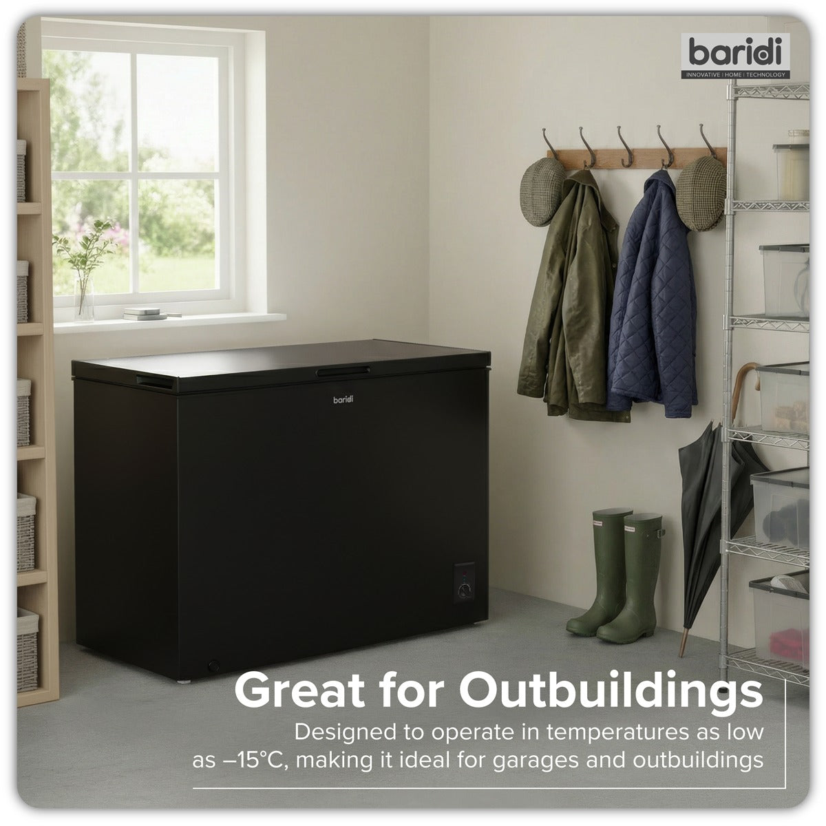 Baridi Freestanding Chest Freezer 254L Capacity - Black DH259