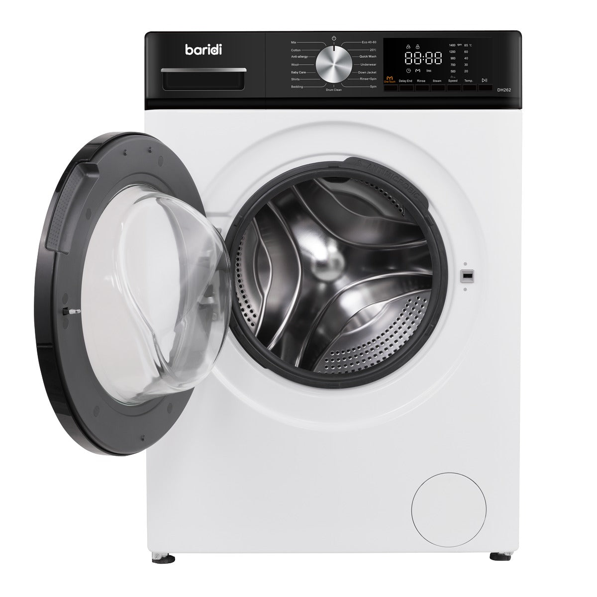 Baridi 8kg Washing Machine, Front Loading, 1400rpm Energy Rating A – White DH262