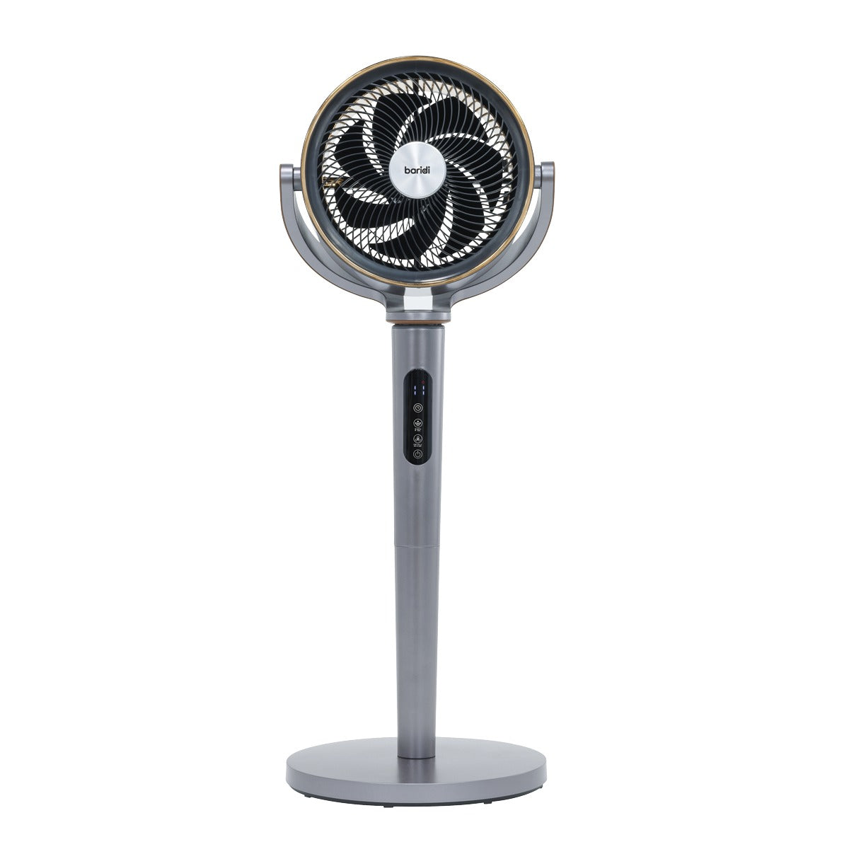 Baridi 12" Pedestal Fan with Remote Control, Back Light & 12hr Timer - Grey DH264
