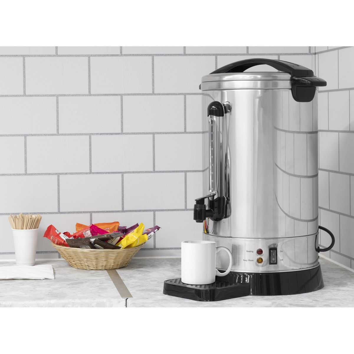 Baridi Hot Water Boiler, Tea Urn, 20L Capacity, Stainless Steel DH270