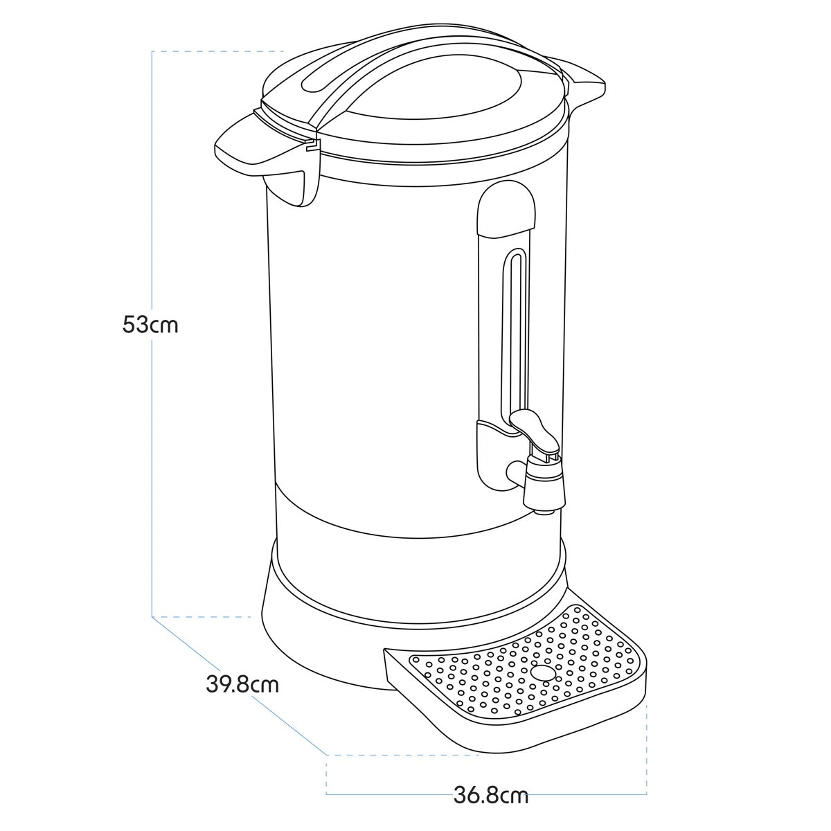 Baridi Hot Water Boiler, Tea Urn, 20L Capacity, Stainless Steel DH270