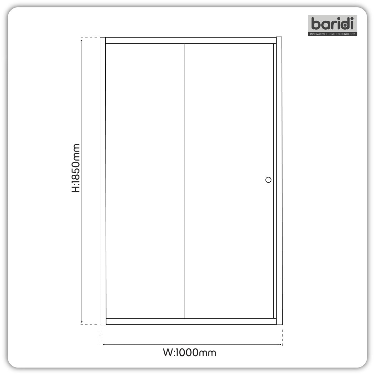 Baridi Sliding Shower Door 1000 x 1850mm, 6mm Tempered Glass, Reversible - Chrome DH292