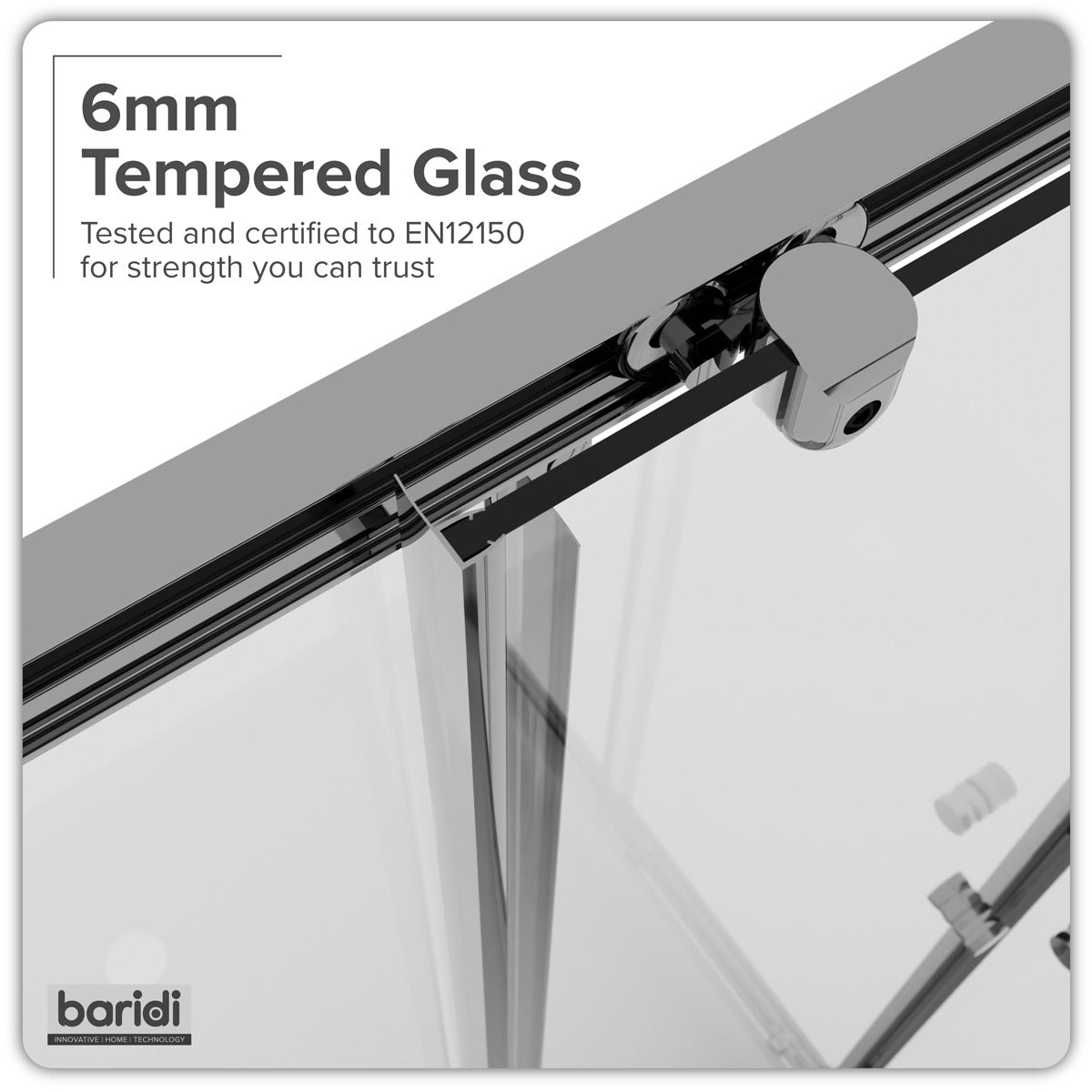 Baridi Corner Shower Entry Enclosure 900 x 900 x 1850mm with 6mm Tempered Glass - Chrome DH299