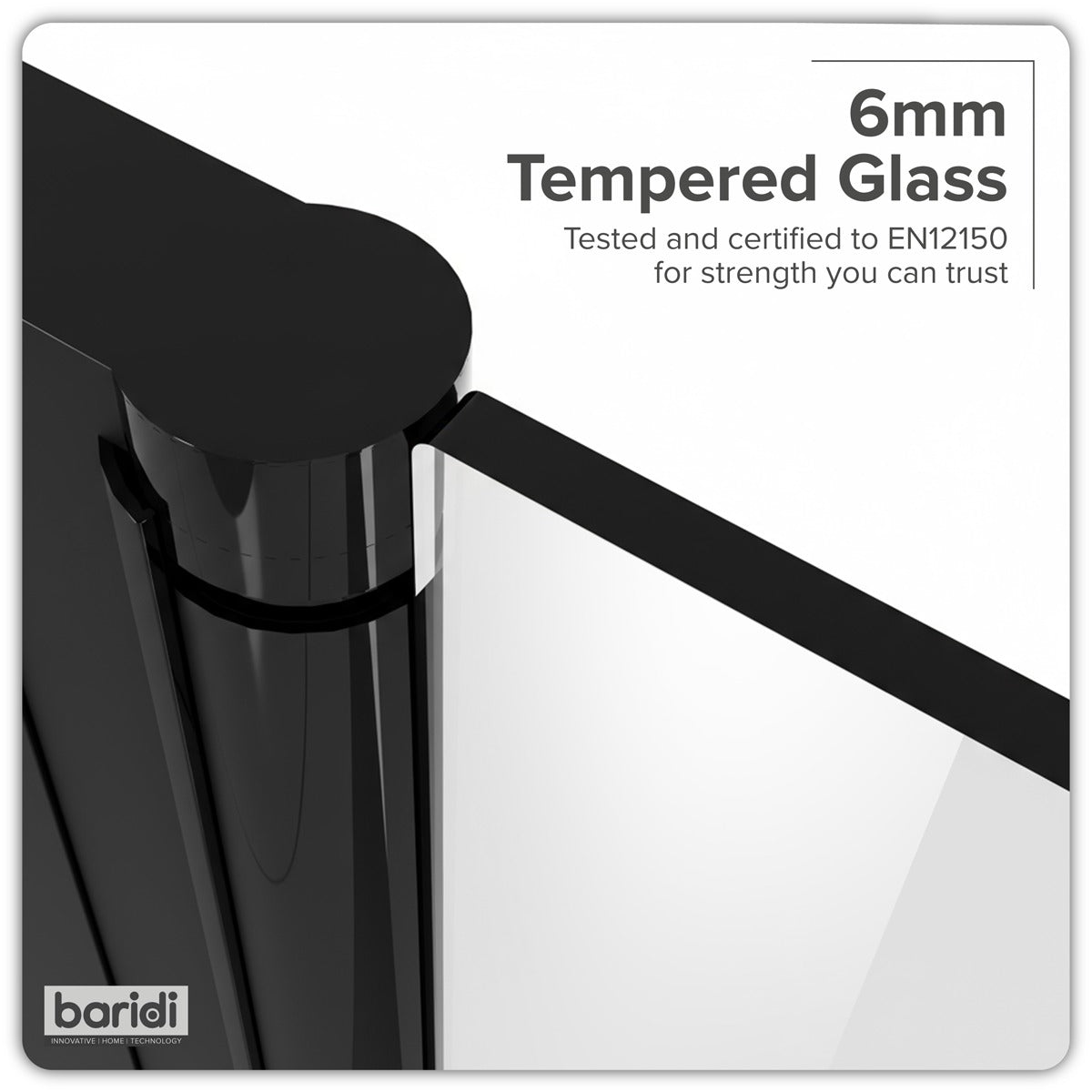 Baridi Pivot Shower Door 800 x 1850mm, 6mm Tempered Glass, Reversible - Black DH304