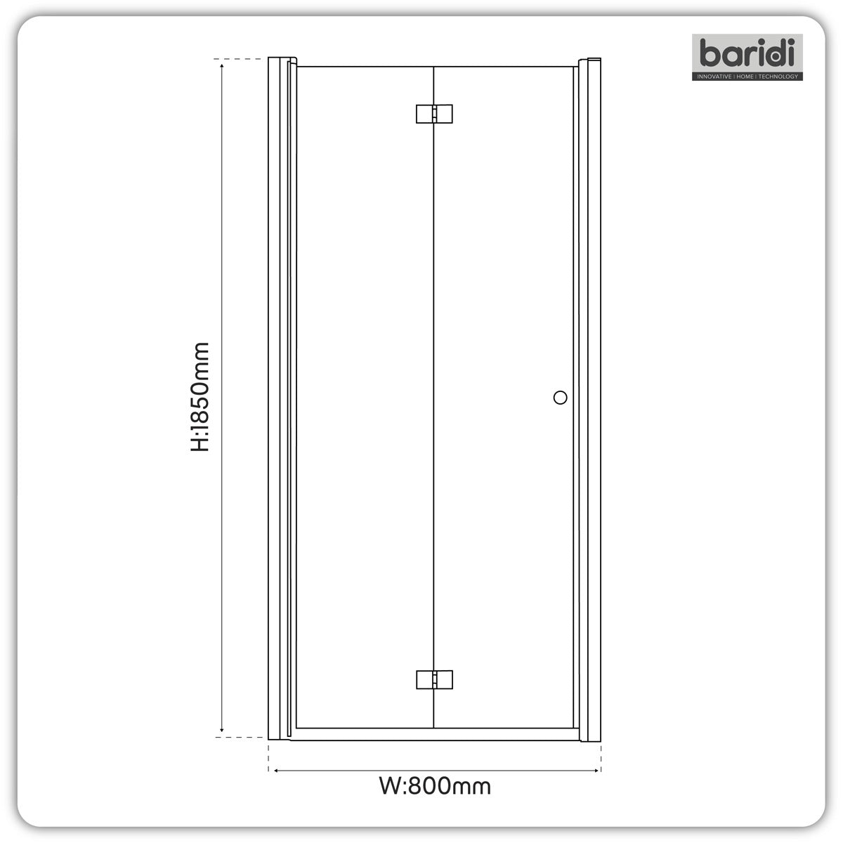 Baridi Bi-Fold Shower Door 800 x 1850mm, 6mm Tempered Glass, Reversible - Chrome DH305