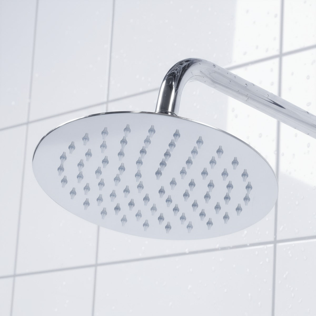 Baridi Thermostatic Shower Mixer Set, 20cm Round Head, Adjustable Rail - Chrome DH314