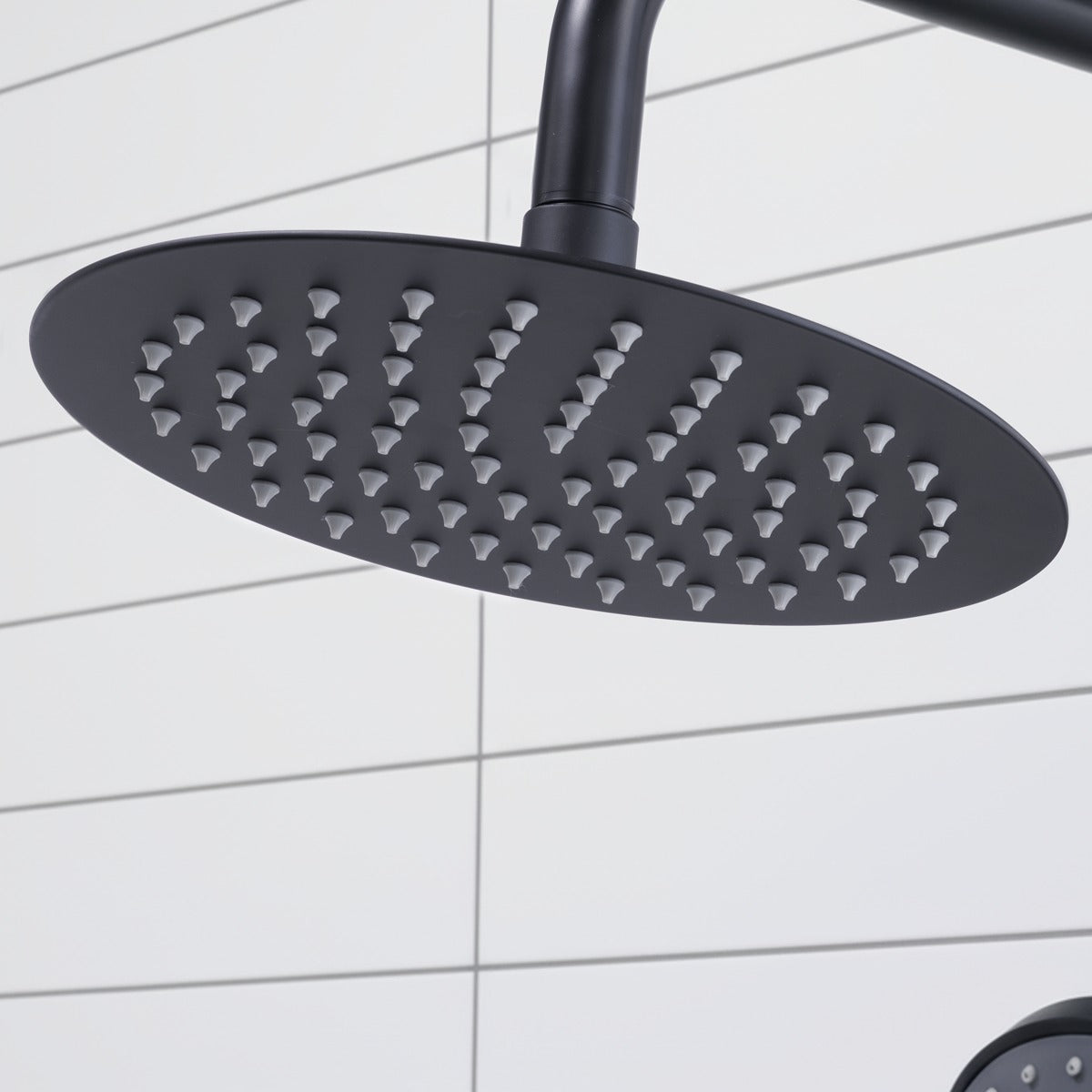 Baridi Thermostatic Shower Mixer Set, 20cm Round Head, Adjustable Rail - Black DH315