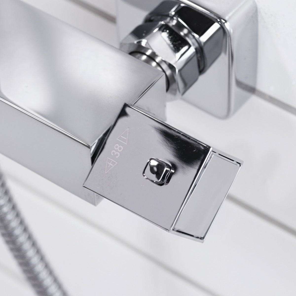 Baridi Thermostatic Shower Mixer Set, 20x20cm Square Head, Adjustable Rail - Chrome DH316
